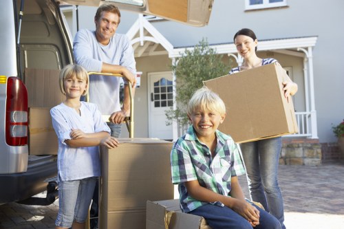 Local removals van in East London handling a property move in Leamouth